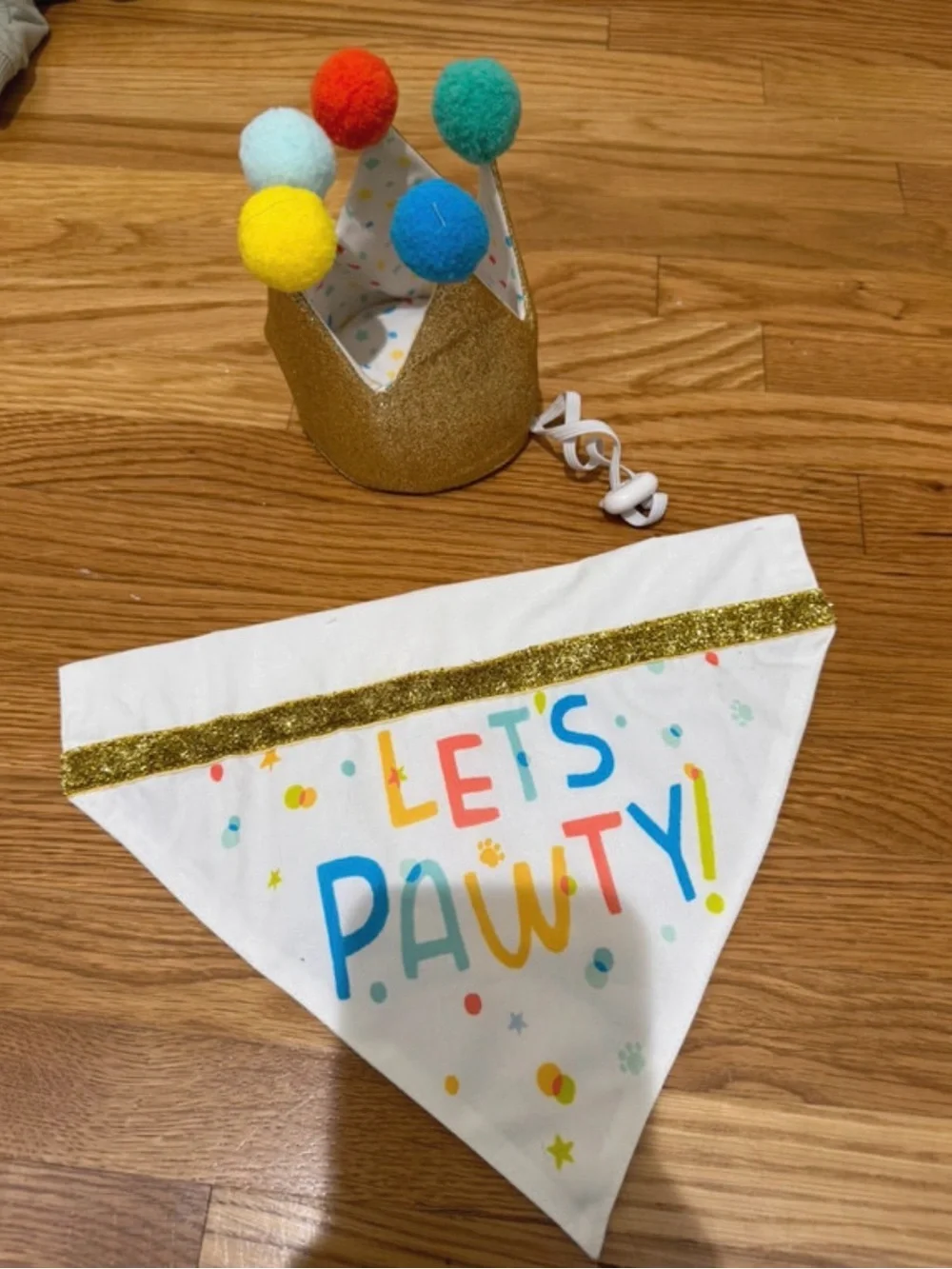 SET‼️Target Gold Glitter Birthday Crown Hat, Bandana, and bow tie
